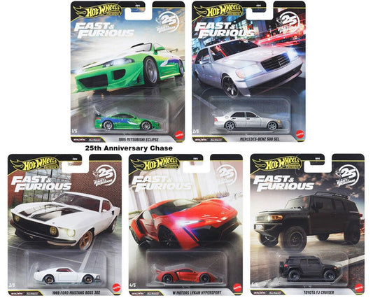 Hot Wheels 2026 Fast & Furious 25th Anniversary Factory Sealed Case N Set (5 cars)