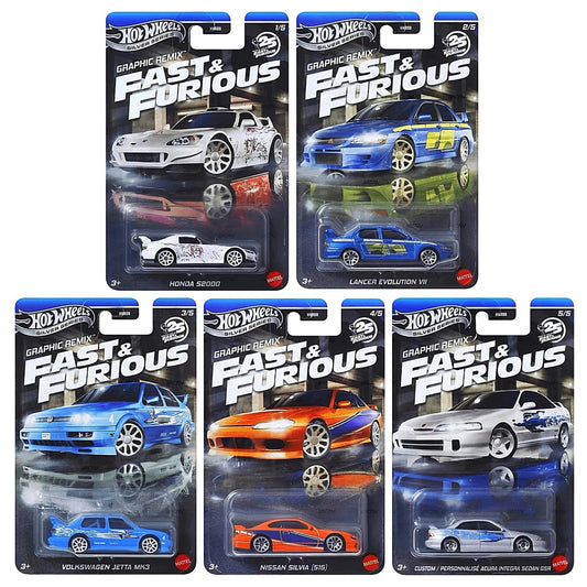 Hot Wheels Fast & Furious Theme Assorted Graphic Remix Set (5 cars)
